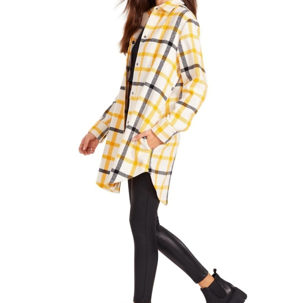 BB Dakota Plaid Yellow Coat